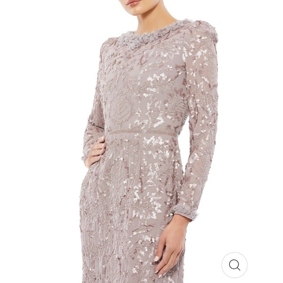 Mac Duggal EMBELLISHED HIGH NECK PUFF SLEEVE FITTED DRESS size 16 NEW $498 - Picture 3 of 16